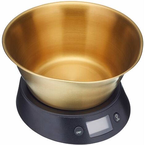 MasterClass Bilancia da cucina digitale con ciotola in confezione regalo, ottone/nero, 5 kg