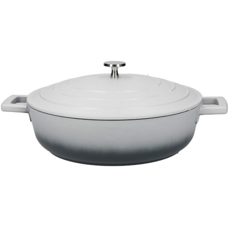 MasterClass Casseruola bassa con coperchio de 4 L/28 cm, alluminio fuso leggero, adatto per de piano cottura e forno a induzione, grigio sfumato