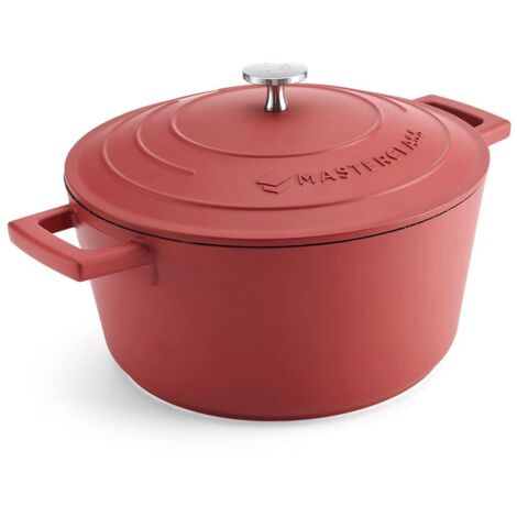 MasterClass Casseruola con coperchio, media 4L/24 cm, alluminio leggero in fusione, adatta per forno e piano a induzione de, rosso