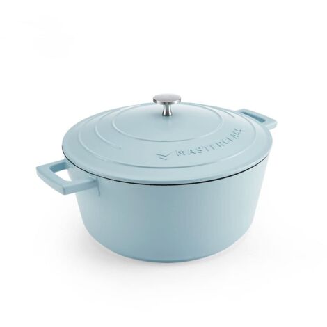 MasterClass Casseruola grande con coperchio di 5 l/28 cm, in alluminio fuso leggero, adatta per induzione, forno e piano cottura, colore blu cielo