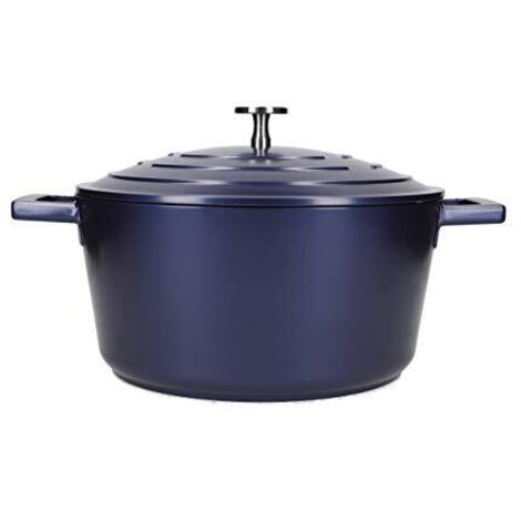 MasterClass Casseruola in alluminio fuso con coperchio diinduzione e forno, 24 cm / 4 L - blu metallizzato