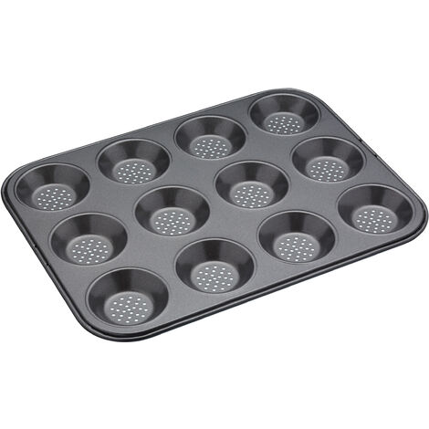 MasterClass Crusty Bake Bandeja perforada para tartas de carne, sin PTFE, PFOA ni BPA, resistente acero al carbono de 1 mm de grosor, 32 x 24 cm, 12 agujeros, gris