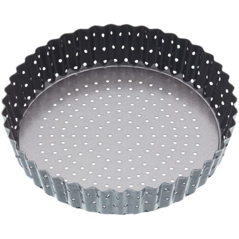 MasterClass Crusty Bake Teglia Perforata, Scanalata e Antiaderente con Base Rimovibile, 18 cm - Grigio