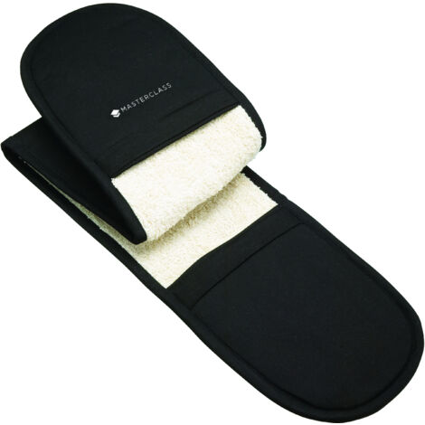 MasterClass Deluxe - Double Oven Mitts, Baumwolle, Schwarz
