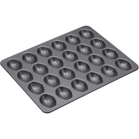 MasterClass KCMCHB92 Mini vassoio per madeleine con antiaderente senza PFOA, robusto acciaio al carbonio da 1 mm, stampo per torta a 24 fori, grigio