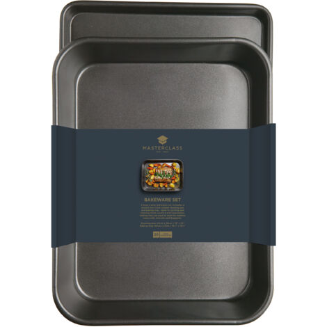 masterclass KitchenCraft Set de 2 plateaux de Four 1mm Carbon Steel Non-Stick BPA Free de 39 x 27 cm et 34 x 26 cm