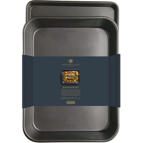 masterclass KitchenCraft Set de 2 plateaux de Four 1mm Carbon Steel Non-Stick BPA Free de 39 x 27 cm et 34 x 26 cm