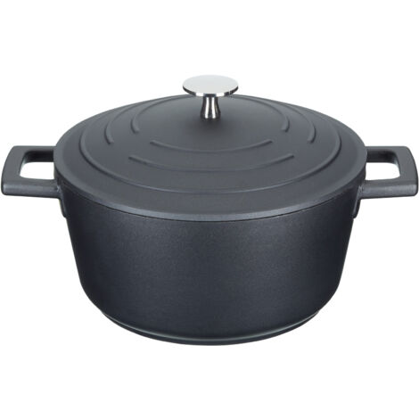 MasterClass Leichte Kasserolle mit Deckel, Aluminiumguss, schwarz, 2,5 Liter / 20 cm
