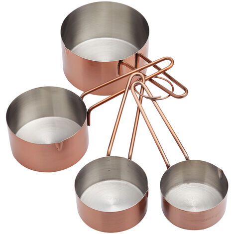 masterclass Messbecher aus Edelstahl (4er-Set) - Kupferoberfläche, Silber/Braun