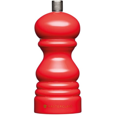 MasterClass Molinillo de Pimienta o Sal con Tapa Intercambiable, Plástico, Rojo, 12 cm