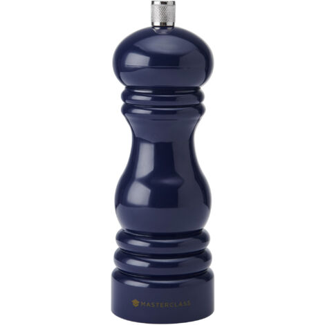 Masterclass salt or pepper mill with interchangeable caps, blue capstan mill with manual ceramic grinder, 17cm