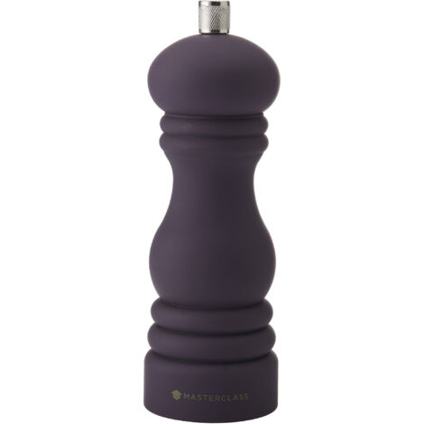 Masterclass salt or pepper mill with interchangeable caps, purple capstan mill with manual ceramic grinder, 17cm