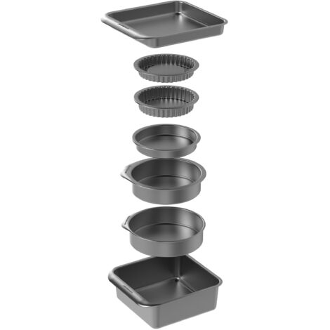 MasterClass Smart Space Antihaft-Backformen / Backset, Kohlenstoffstahl, 7-teilig