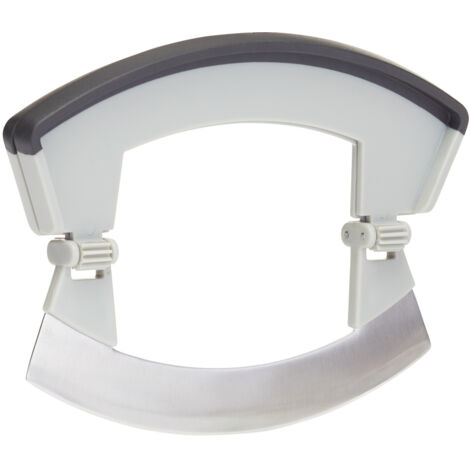 MasterClass Smart Space Mezzaluna Picador de Hierbas Plegable, Acero Inoxidable / Plástico, Gris, 15,5 x 12,5 cm