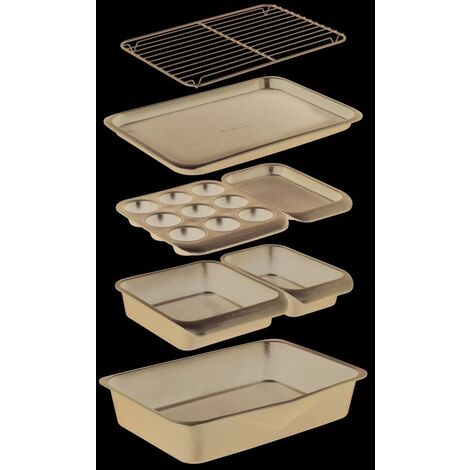 MasterClass Smart Space Non-Stick Carbon Steel Stackable Bakeware Set (7 Teile), Grau, 41 x 31 x 10,5 cm