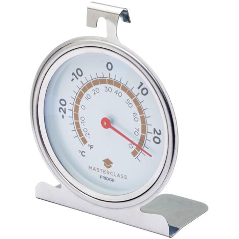 MasterClass Termometro da frigorifero, termometro da congelatore grande, acciaio inox, 10 cm, argento