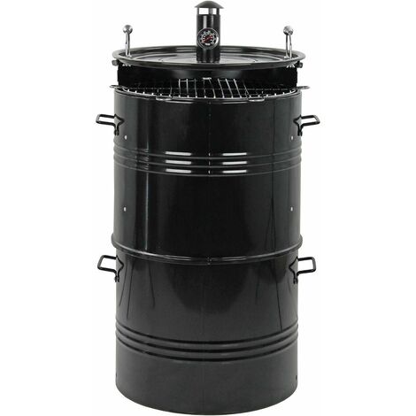 BRIGROS LA VOGLIA DI FARE MasterCook - Barbecue A Carbonella Barrel Impilabile In Acciaio Con Termometro E Coperchio, 3 in 1 Multifunzione Grill, Affumicatore E Forno Pizza, Diametro 48 Cm E Altezza 100 Cm