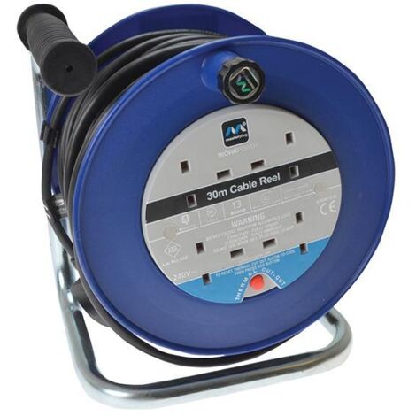 Masterplug Heavy-Duty Cable Reel 240V 13A 4-Socket Thermal Cut-Out 30m MSTLDCT30134