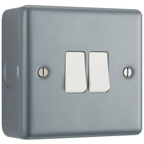 Masterplug MC542-01 Metal Clad 2-Gang 2-Way Light Switch MSTMC542