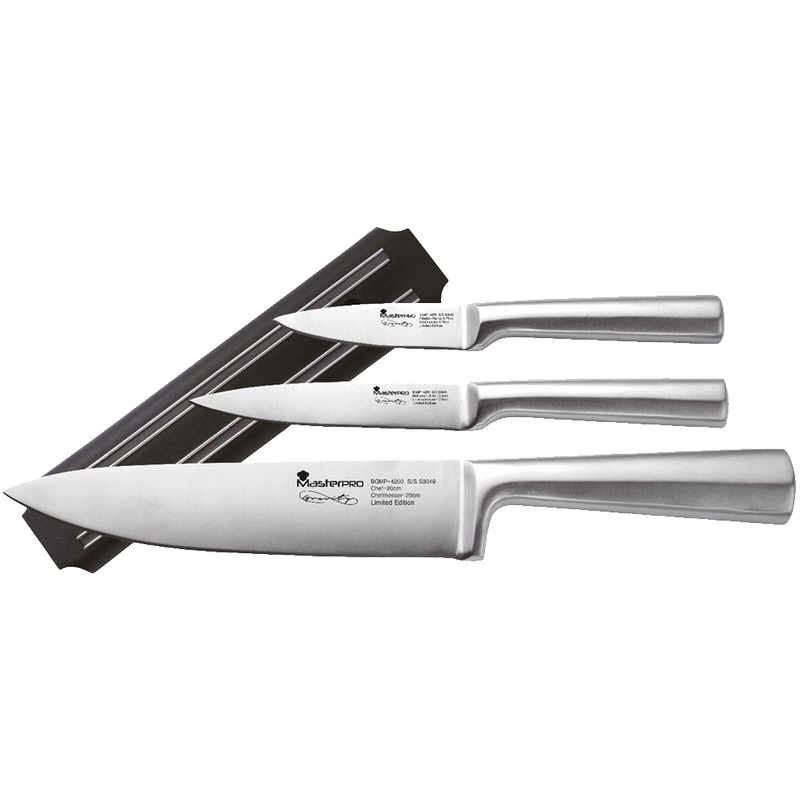 

Bergner - Set 3 cuchillos (chef,multiusos,pelador) acero inoxidable Masterpro Gravity