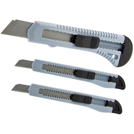 EUROTOOLS MASTERPROFF PROFESSIONAL Cuttermesser Set 3-tlg. Abbrechmesser 1x18mm + 2x9mm Abbrechklingen Paketmesser