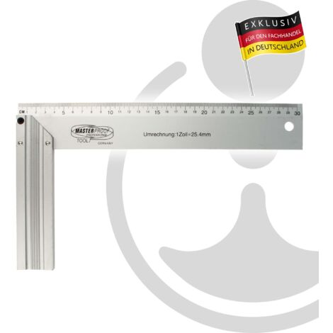 MASTERPROOF PROFESSIONAL Anschlagwinkel Schreinerwinkel90° -  300 mm, Aluminium