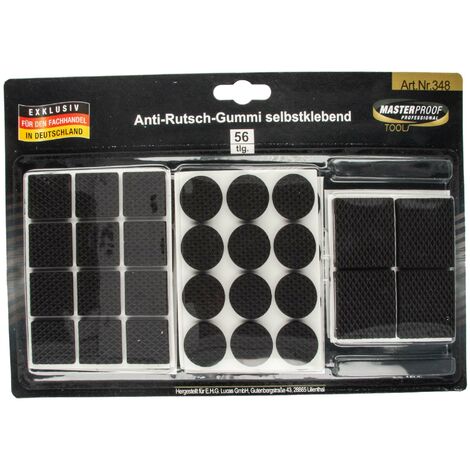 MASTERPROOF PROFESSIONAL Gummi Möbelgleiter Sortiment, schwarz, selbstklebend 56-teilig