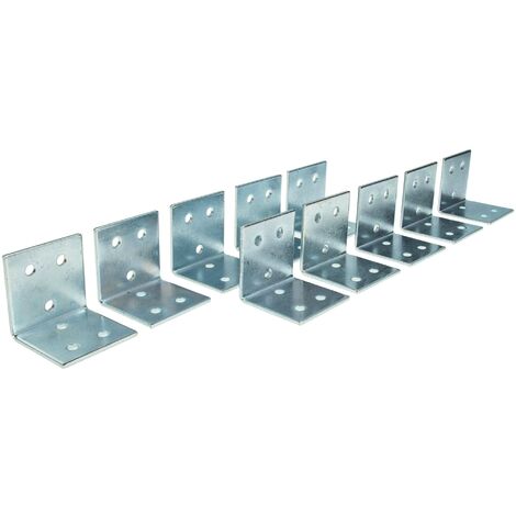 MASTERPROOF PROFESSIONAL Lochplattenwinkel-Set 40 mm x 40 mm x 40 mm x 2 mm, 10-teilig, feuerverzinkt