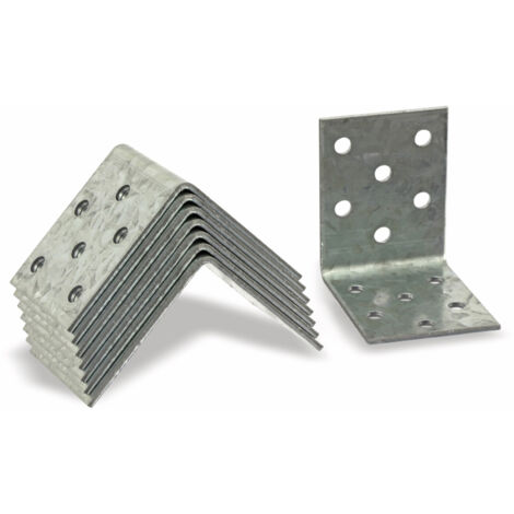 MASTERPROOF PROFESSIONAL Lochplattenwinkel-Set 50 mm x 50 mm x 40 mm x 2 mm, 8-teilig, feuerverzinkt