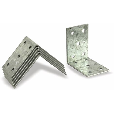 MASTERPROOF PROFESSIONAL Lochplattenwinkel-Set 60 mm x 60 mm x 40 mm x 2 mm, 6-teilig, feuerverzinkt
