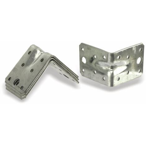 MASTERPROOF PROFESSIONAL Lochplattenwinkel-Set 70 mm x 70 mm x 55 mm x 2,5 mm, 4-teilig, feuerverzinkt
