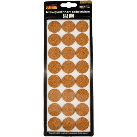 EUROTOOLS MASTERPROOF PROFESSIONAL Möbelgleiter Ø 28 mm, Kork, selbstklebend 24 Stück