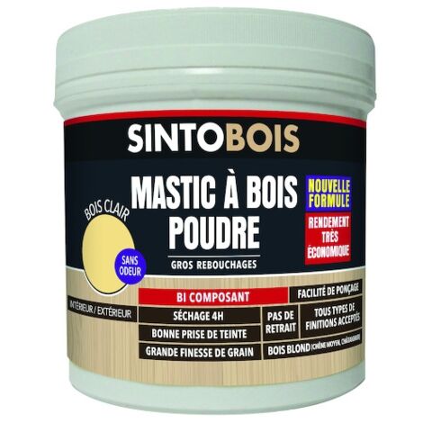 Mastic à bois SINTOBOIS en poudre - 450 g - bois clair - SINTO