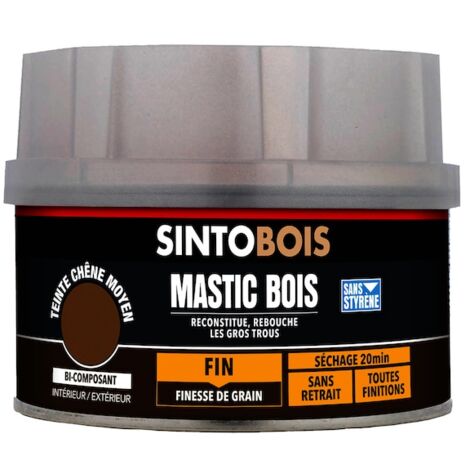 Mastic à bois SINTOBOIS FIN - 570 g - chêne moyen - SINTO