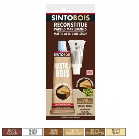 Mastic à bois - SINTOBOIS - Tuchêne clair - 66mL - Polyester bi-composant - Facile à appliquer