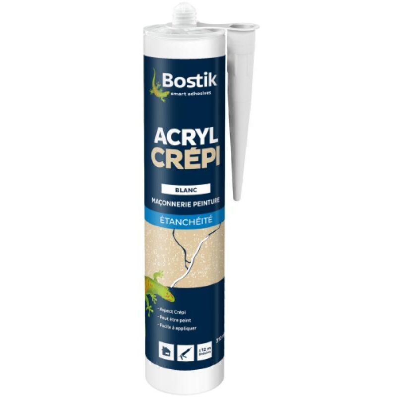 Bostik - Mastic acrylique acryl crépi aspect granuleux pour joints de fissure sur supports en crépi blanc cartouche de 300ml - Blanc