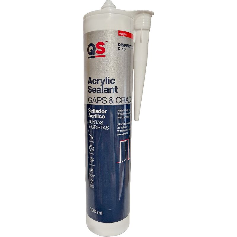 Outil Pro - Mastic Acrylique C-10 application facile, inodore, anti-moisissure, peut être peint 300 ml Teinte: blanc - blanc