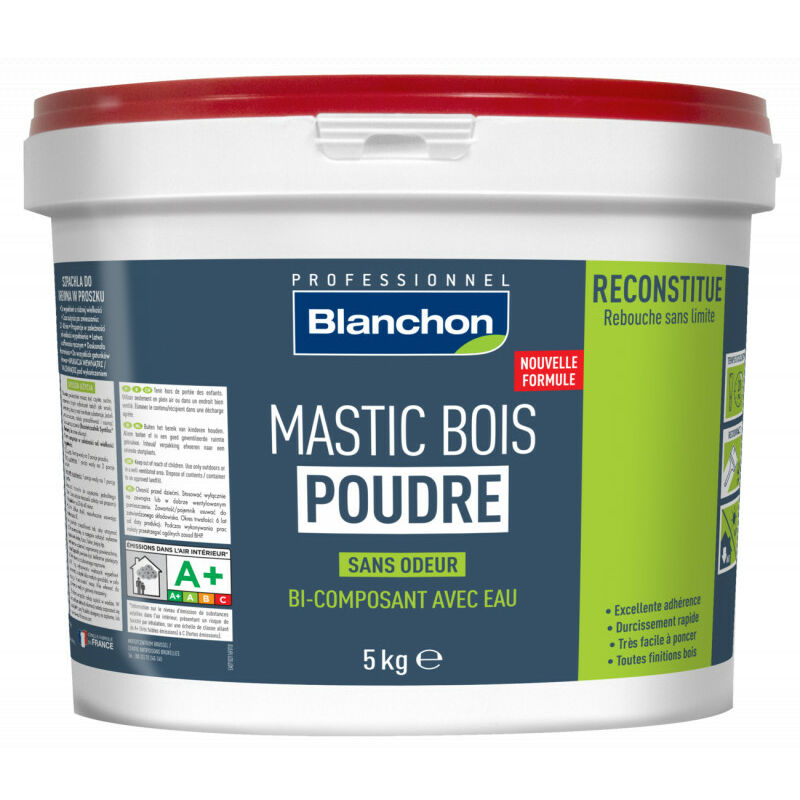 Mastic bois poudre - Bois blanc - 5 kg