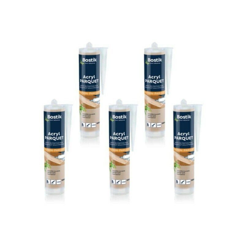 Bostik - Mastic acryl parquet hêtre clair 300ml x5