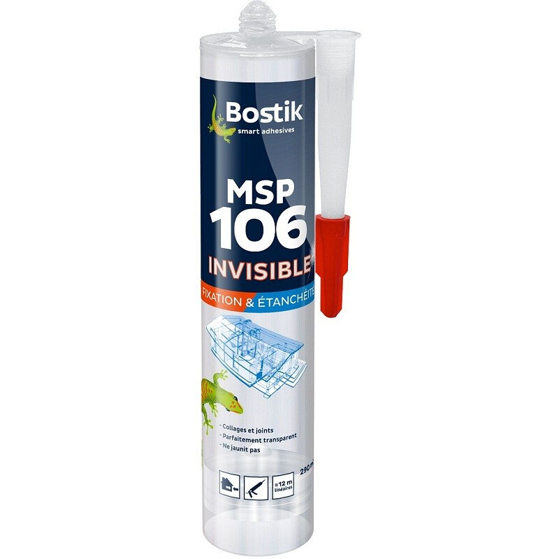 Bostik - Mastic MS106 invisible - Cartouche de 290 ml - Lot de 12 - 30601522