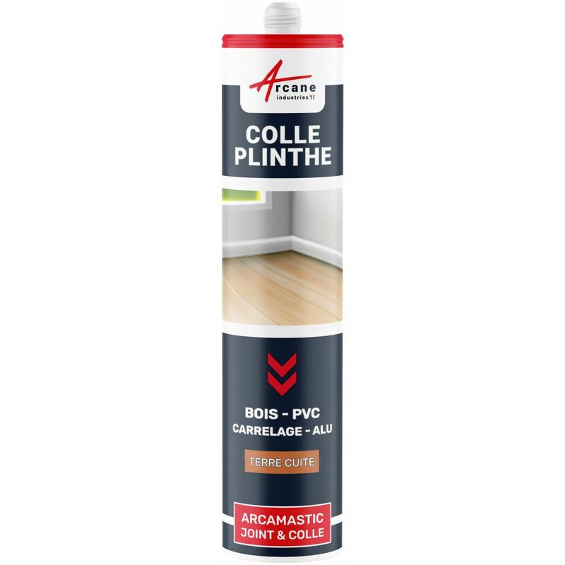 Arcane Industries - Colle plinthe bois et carrelage pose facile - 290 ml x 1 Terre Cuite