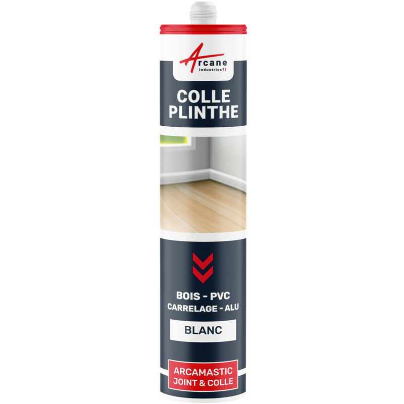 Arcane Industries - Colle plinthe bois et carrelage pose facile - 290 ml x 1 Blanc Blanc