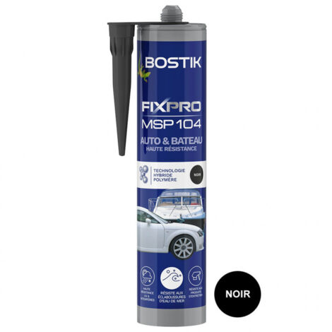 Mastic Colle FIXPRO MSP 104 Auto & Bateau Haute Résistance 290ml Noir BOSTIK