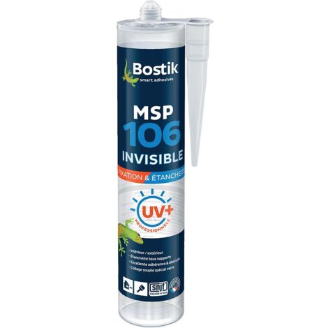 Mastic colle & joint MSP 106 intérieur extérieur parfaitement transparent après séchage ne jaunit pas cartouche 290ml - BOSTIK
