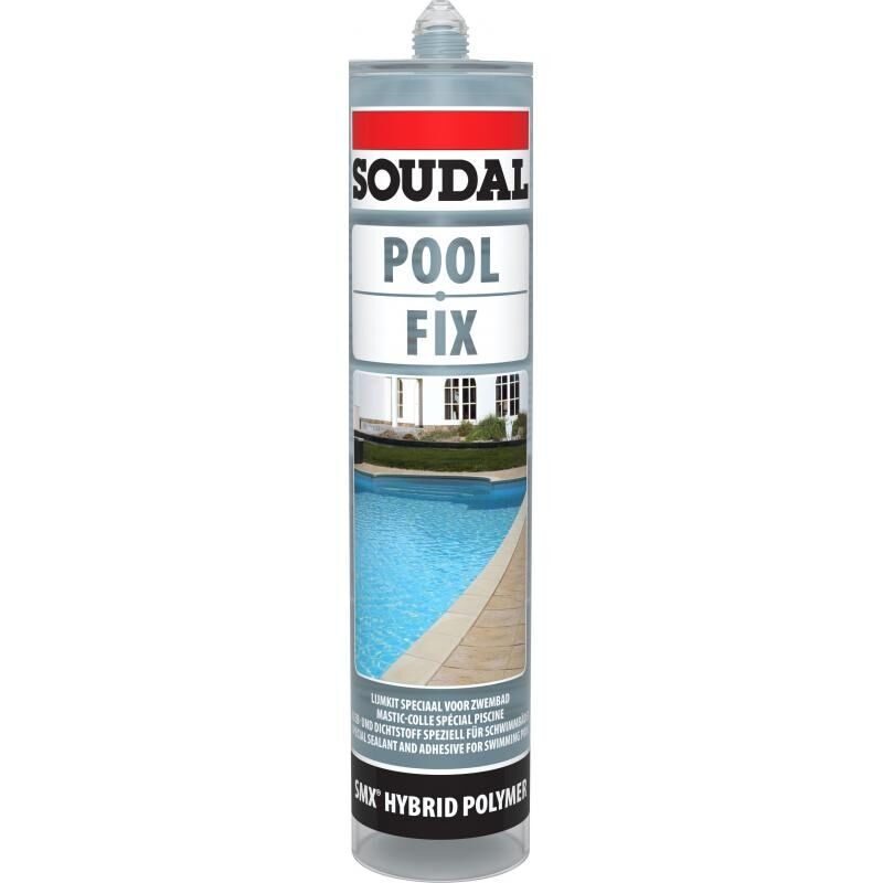 Mastic colle piscine polymère pool fix coloris transparent cartouche de 290ml - Bleu clair transparent
