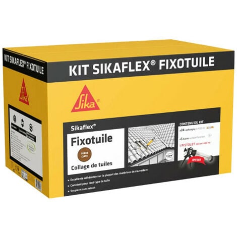 Mastic-colle souple SIKA kit Sikaflex Fixotuile - Terre cuite - 24 recharges - Terre cuite