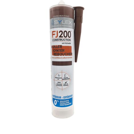 Mastic Coller, Jointer et Sceller 290ml Sylex Construction FJ 200 Couleur: BRUN FONCE