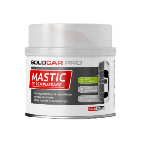 Mastic de remplissage Solocar Pro avec durcisseur 1kg - Transparent