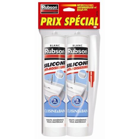 Mastic D'Étanchéité Cuisine Et Bain Rubson Silicone Blanc 2X280Ml