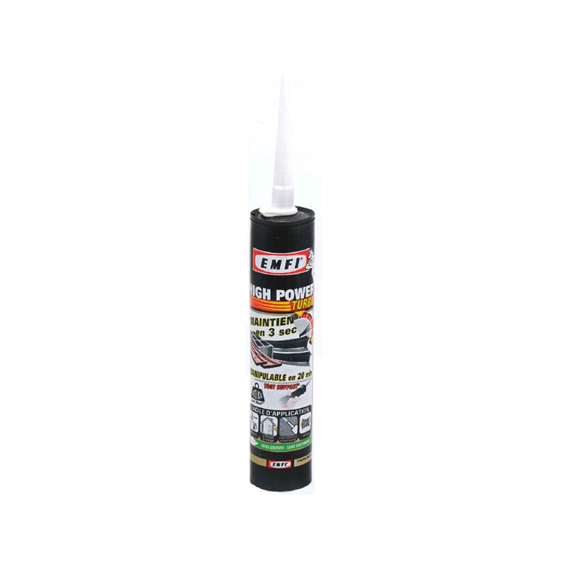 Emfi - Mastic Tout support - a prise rapide - High Power Turbo - Cartouche 290 ml - Blanc - Lot de 25 - 75045BE001